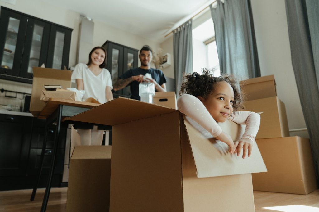 Family with kids preparing to move