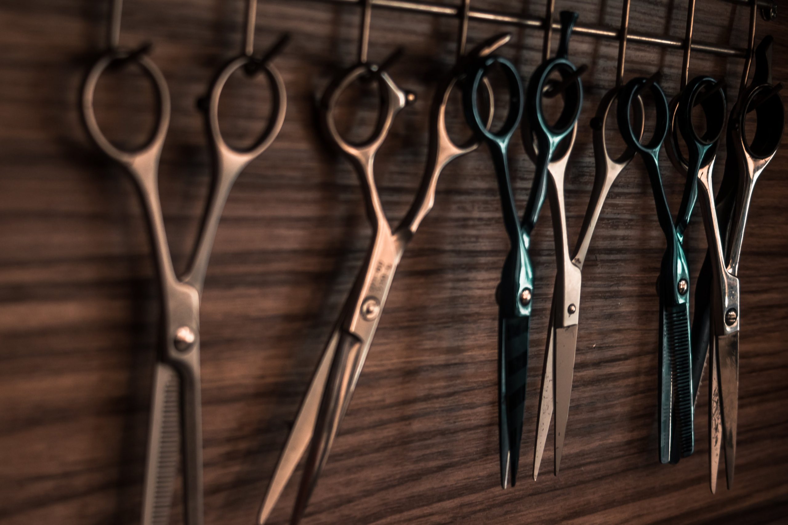 scissors hanging in garage