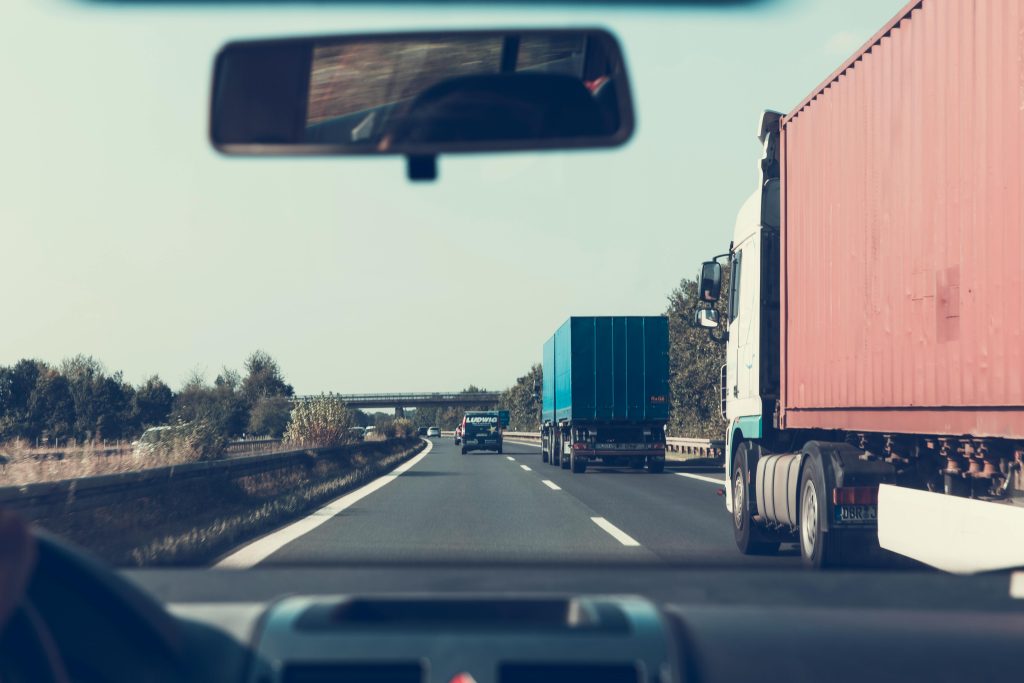Moving truck parked on road