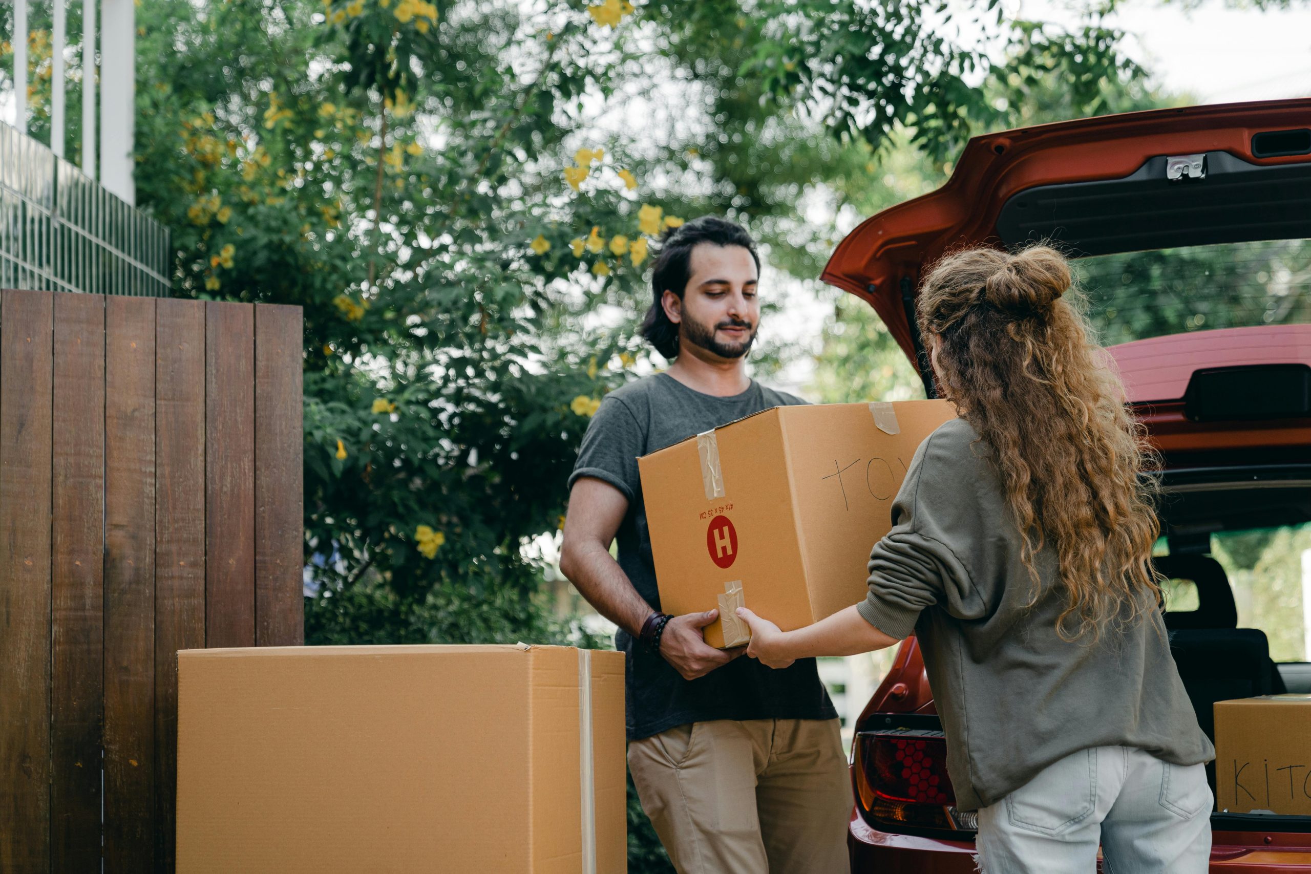 Moving boxes with checklist and calendar