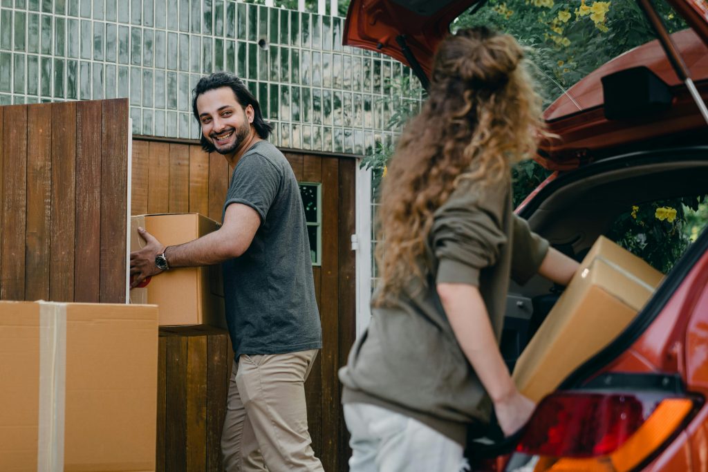 Moving boxes with checklist and calendar